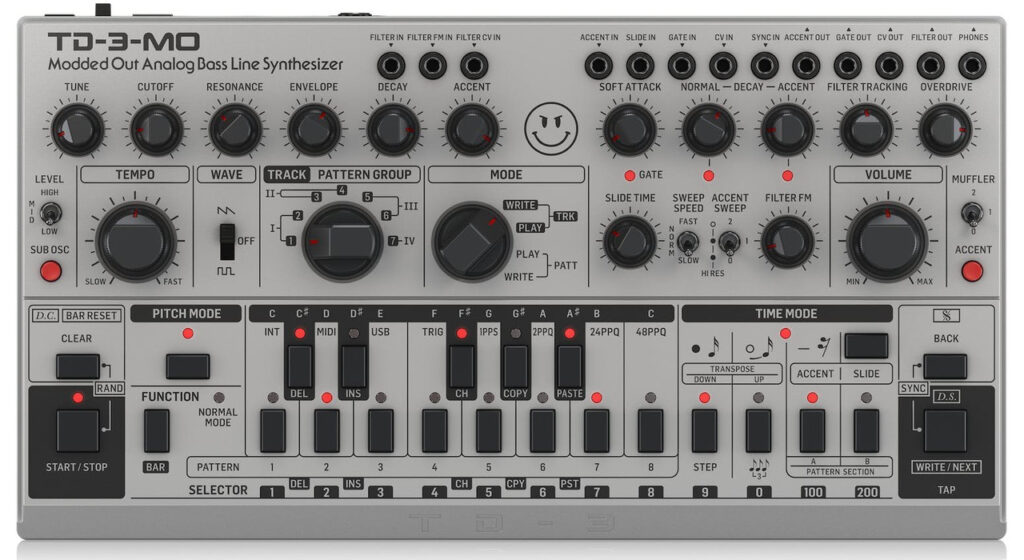 B Stock : Behringer TD-3-MO-SR Modded Out Analogue Bass Line Synthesizer in Silver - 016