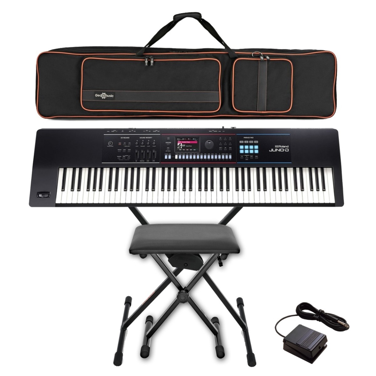Roland Juno D-8 88 Key Portable Synthesizer Bundle