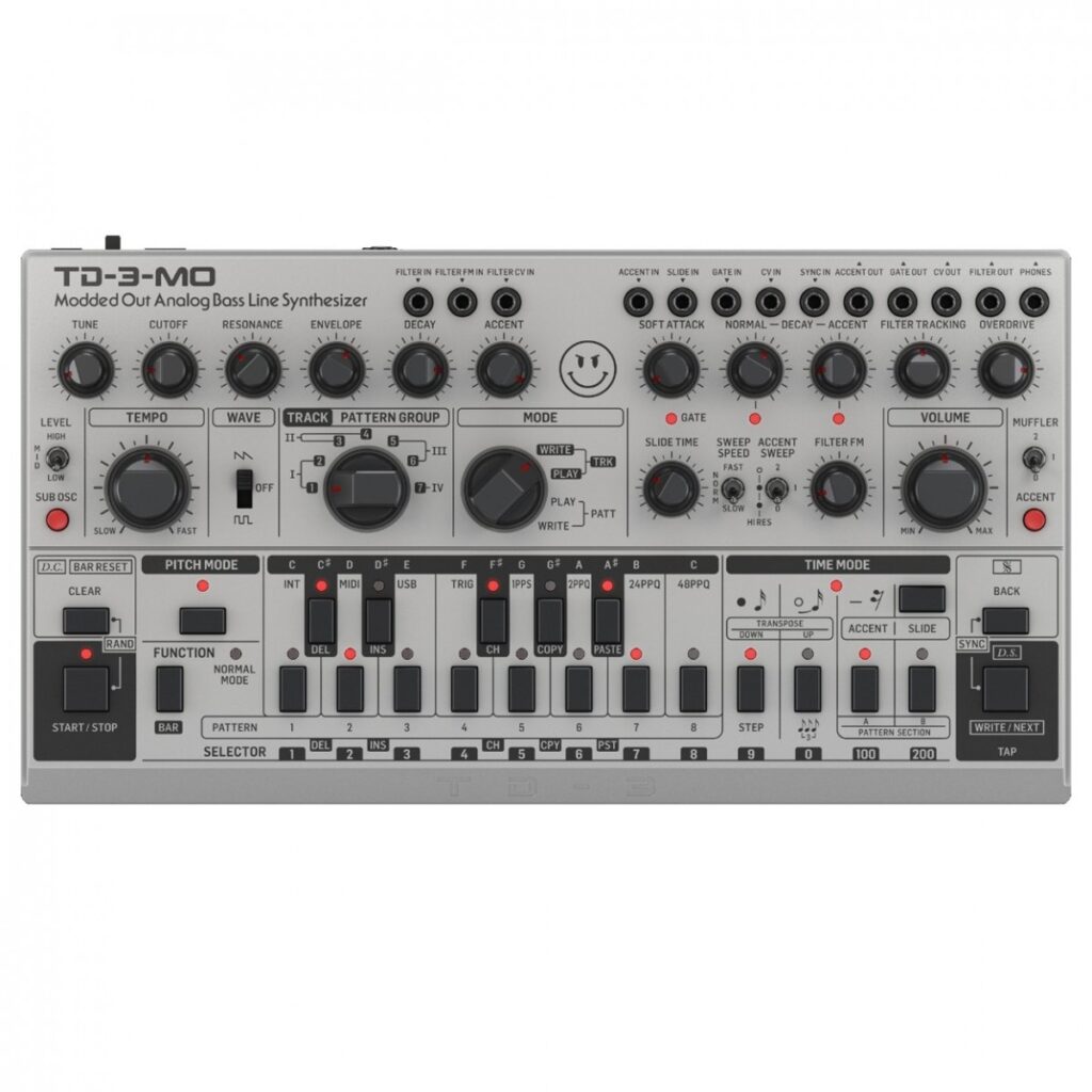 Behringer TD-3-MO Modded Out Analogue Bass Line Synthesizer Silver