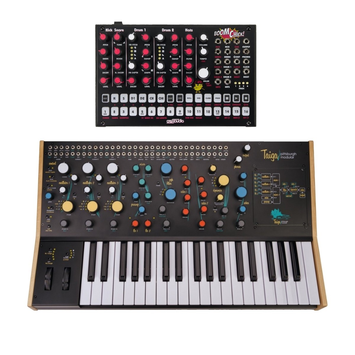 Pittsburgh Modular Taiga Keyboard with the Cre8audio Boom Chick Drum Machine - Image 1