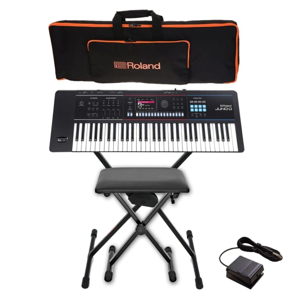 Roland Juno D-6 61 Key Portable Synthesizer Bundle