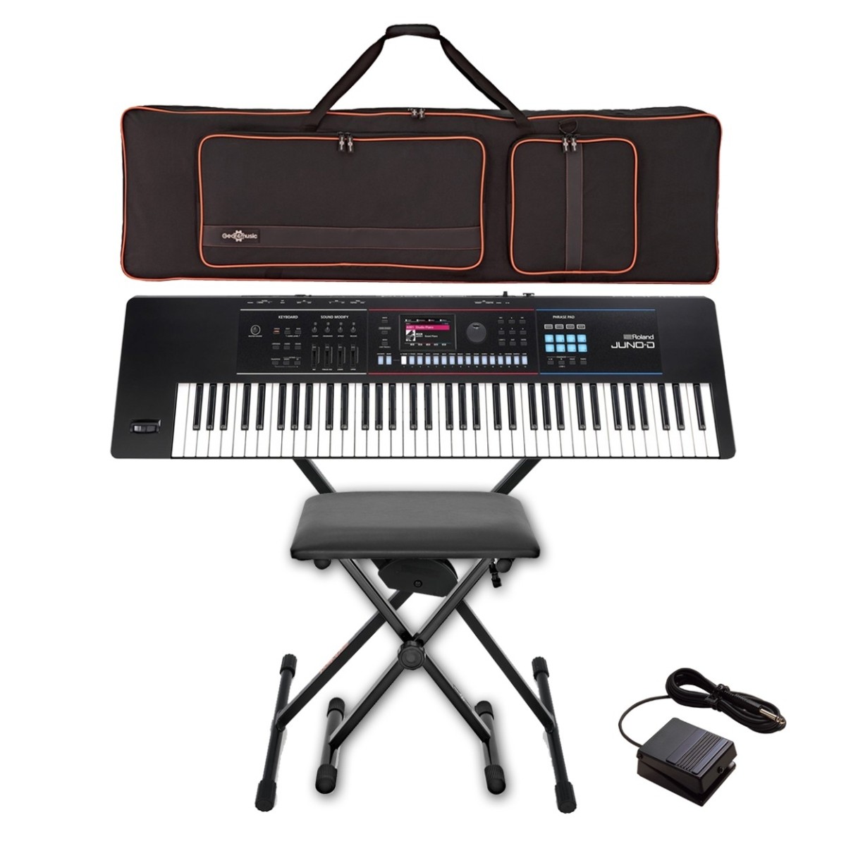 Roland Juno D-7 76 Key Portable Synthesizer Bundle